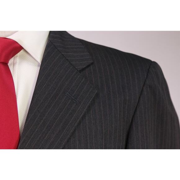 Paul Stuart Charcoal Gray w/ Brown Stripes 3-Btn Wool Suit 40R - Picture 4 of 13